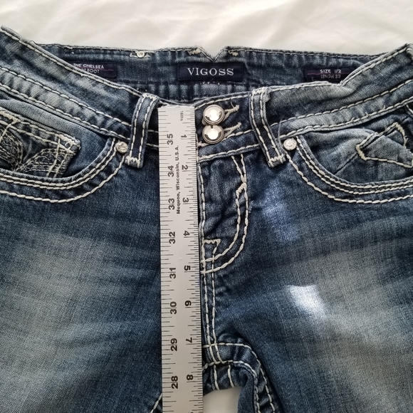 Vigoss Women Jeans Chelsea Slim Boot Embroidery Pockets Size 1/2 - Picture 12 of 16